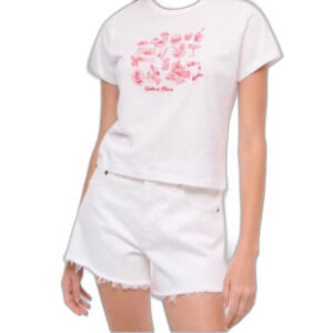 Abercrombie & Fitch White Denim Mid-Rise Fray Hem Jean Shorts Size 6/28